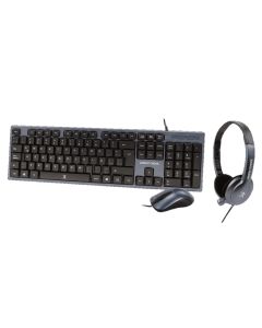 Kit Teclado+Mouse+Diadema para Oficina PERFECT CHOICE PC-201700